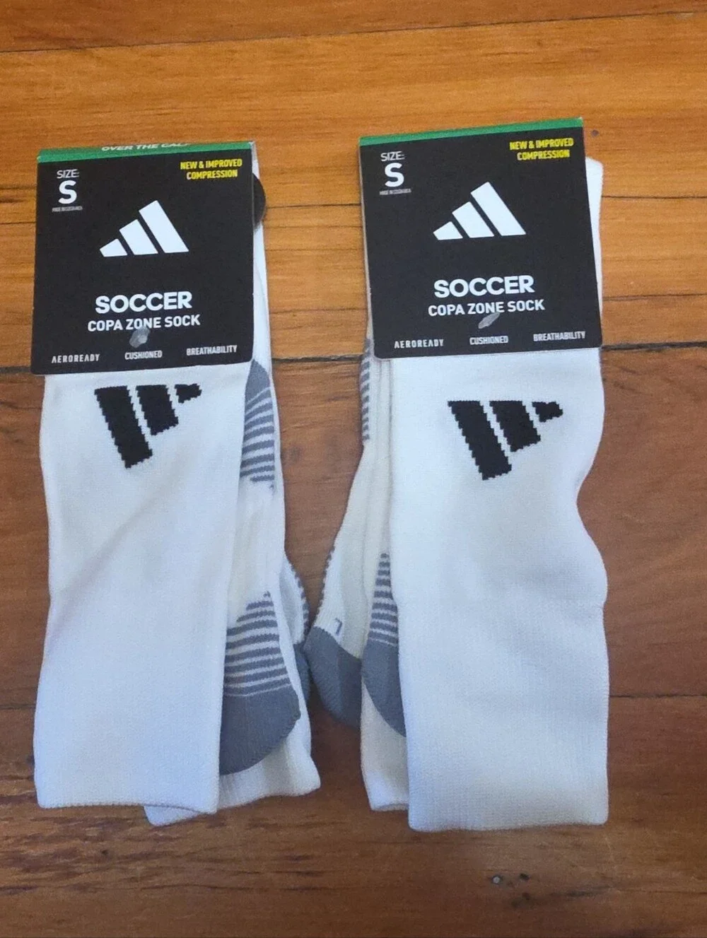 Adidas White and Gray Soccer Crew Socks - 2 Pairs Copa Zone (Kids S)